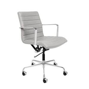 laura davidson furniture soho ii ribbed office chair, ergonomically designed with arm rest & swivel, grey
