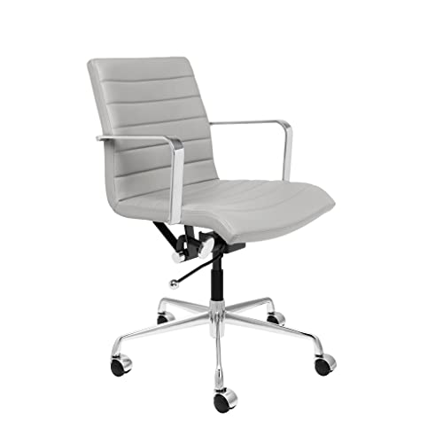 Laura Davidson Furniture SOHO II Ribbed Office Chair, Ergonomically Designed with Arm Rest & Swivel, Grey