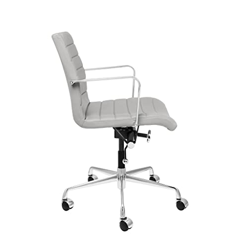 Laura Davidson Furniture SOHO II Ribbed Office Chair, Ergonomically Designed with Arm Rest & Swivel, Grey