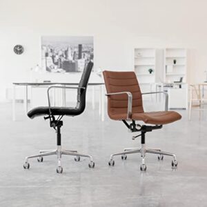 Laura Davidson Furniture SOHO II Ribbed Office Chair, Ergonomically Designed with Arm Rest & Swivel, Grey