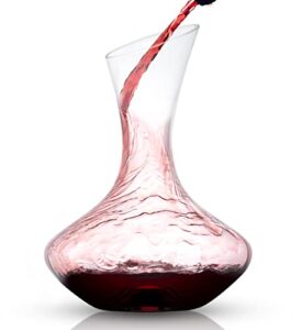 joyjolt lancia wine decanter crystal wine aerator handmade base glass pitcher ultra elegant design easy pour slanted spout for wine 1200ml (40 fl.oz)