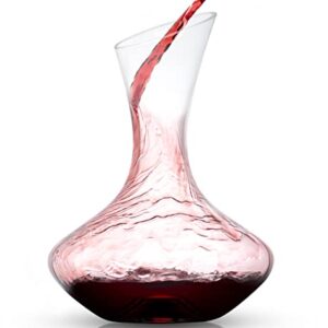 JoyJolt Lancia Wine Decanter Crystal Wine Aerator Handmade Base Glass Pitcher Ultra Elegant Design Easy Pour Slanted Spout for Wine 1200ml (40 fl.oz)