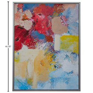 Amazon Brand – Stone & Beam Abstract Red and Blue Print on Canvas Wall Art, Silver Frame, 31.75" x 41.75"