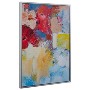 Amazon Brand – Stone & Beam Abstract Red and Blue Print on Canvas Wall Art, Silver Frame, 31.75" x 41.75"