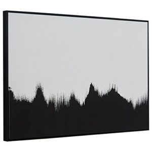 Amazon Brand – Rivet Abstract Black and White Wall Art Print of Tree Line in Black Frame, 45" x 30"