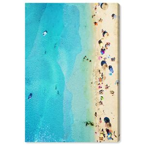amazon brand – rivet aerial turquoise blue overhead photo of mediterranean beach, 30" x 45"