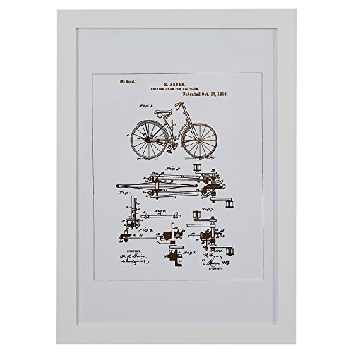 Amazon Brand – Rivet Black and White Vintage Bike Print in White Frame, 15" x 21"