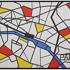 Amazon Brand – Rivet Pop Art Print of Paris Map in Primary Colors Modern Wall Art, 26" x 18"