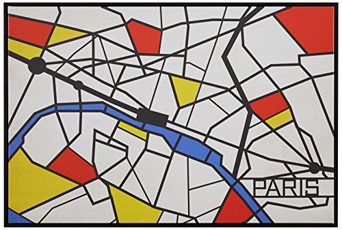 Amazon Brand – Rivet Pop Art Print of Paris Map in Primary Colors Modern Wall Art, 26" x 18"