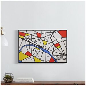 Amazon Brand – Rivet Pop Art Print of Paris Map in Primary Colors Modern Wall Art, 26" x 18"