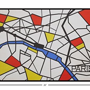 Amazon Brand – Rivet Pop Art Print of Paris Map in Primary Colors Modern Wall Art, 26" x 18"