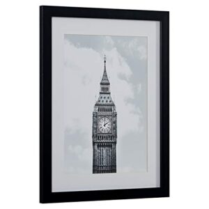 Amazon Brand – Stone & Beam Modern Black and White Photo of Big Ben, Black Frame, 18" x 22"