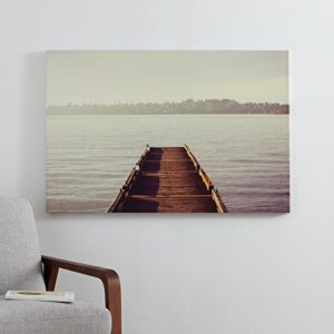 Amazon Brand – Rivet Wooden Dock at The Lake Canvas Print Wall Art, 45" x 30"