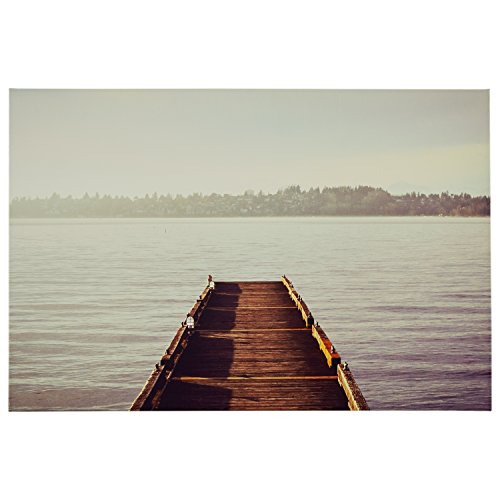 Amazon Brand – Rivet Wooden Dock at The Lake Canvas Print Wall Art, 45" x 30"