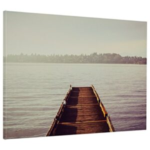 Amazon Brand – Rivet Wooden Dock at The Lake Canvas Print Wall Art, 45" x 30"