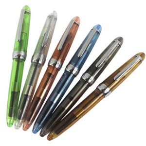 6 PCS Jinhao 992 Plastic Fountain Pen Set, Transparent, Diversity Color(Blue, Green, Grey, Brown, Orange, White)