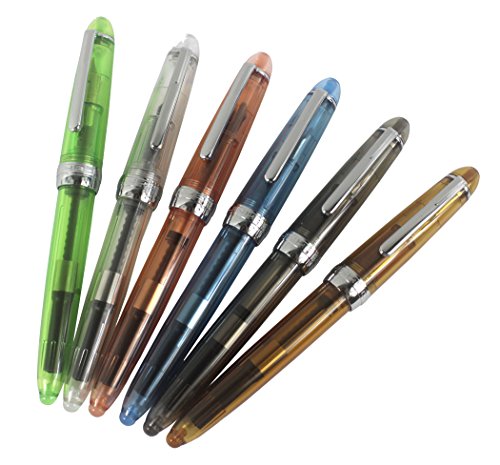 6 PCS Jinhao 992 Plastic Fountain Pen Set, Transparent, Diversity Color(Blue, Green, Grey, Brown, Orange, White)