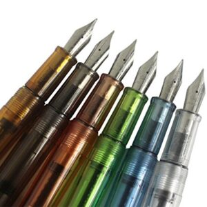 6 PCS Jinhao 992 Plastic Fountain Pen Set, Transparent, Diversity Color(Blue, Green, Grey, Brown, Orange, White)