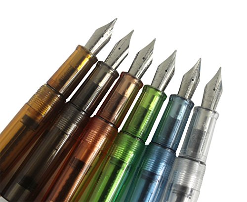 6 PCS Jinhao 992 Plastic Fountain Pen Set, Transparent, Diversity Color(Blue, Green, Grey, Brown, Orange, White)