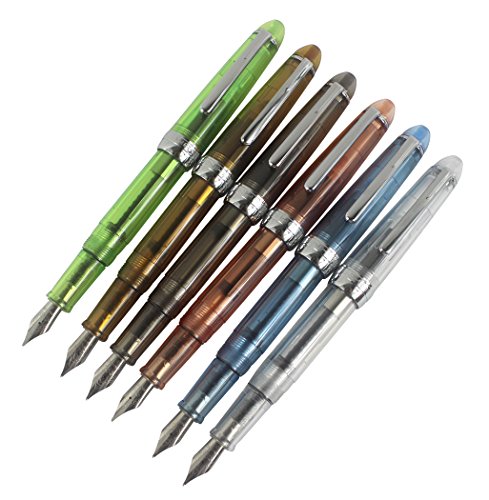 6 PCS Jinhao 992 Plastic Fountain Pen Set, Transparent, Diversity Color(Blue, Green, Grey, Brown, Orange, White)