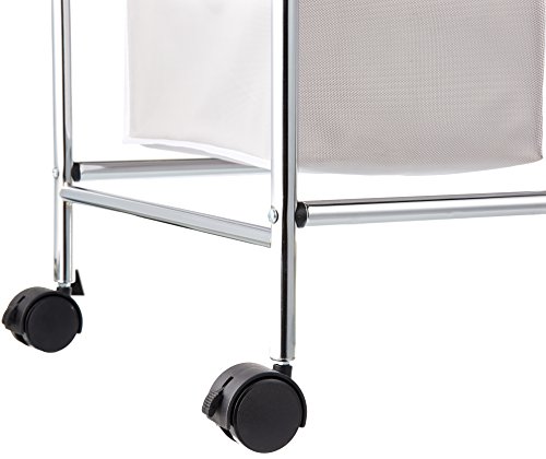 Amazon Basics 3-Bag Rectangular Laundry Hamper Sorter Basket, Grey
