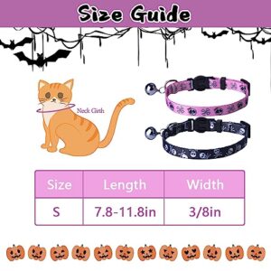 PUPTECK Breakaway Cat Collar with Bell Charm, 2 Packs Adjustable Kitty Collars Pink & Black Skull Pattern