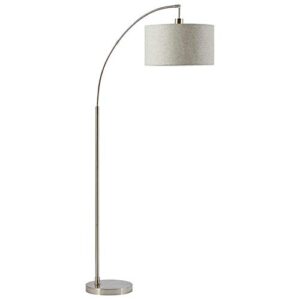 amazon brand – rivet modern arc standing floor lamp with grey fabric shade, bulb included, 69"h, steel