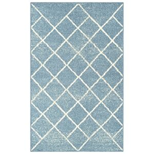 Superior Lattice Collection Area Rug, 6mm Pile Height with Jute Backing, Affordable and Contemporary Rugs, Modern Geometric Windowpane Pattern - 8' x 10' Rug, Blue