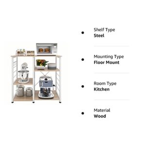 DlandHome Microwave Cart Stand 35.4 inches, Kitchen Baker's Rack Utility Storage Shelf Microwave Stand 3-Tierx3-Tier for Spice Rack Organizer Workstation Shelf, 171-M Maple, 1 Pack