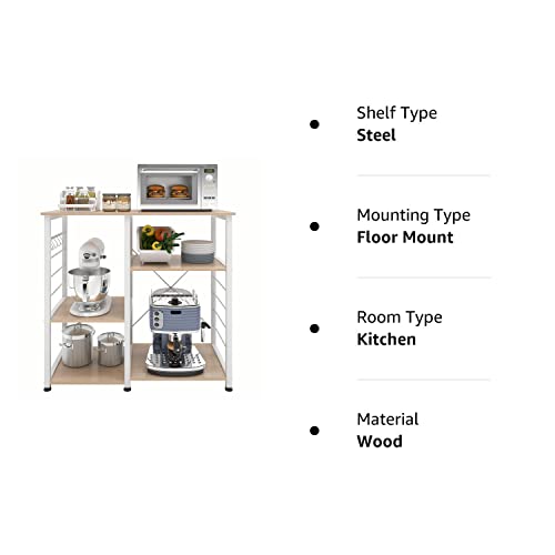 DlandHome Microwave Cart Stand 35.4 inches, Kitchen Baker's Rack Utility Storage Shelf Microwave Stand 3-Tierx3-Tier for Spice Rack Organizer Workstation Shelf, 171-M Maple, 1 Pack