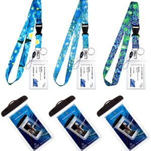 3-PK Waterproof Phone Pouch Phone Dry Bag Case for iPhone 13 12 11 Pro Max XS Max Samsung Galaxy s10 Google Up to 7.0". Cruise Lanyard & Waterproof ID Key Card Holder Clip. Van Gogh Collection