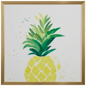 amazon brand – rivet pineapple speck print wall art in gold wood frame, 12" x 12"