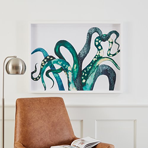 Amazon Brand – Rivet Modern Octopus Tentacle Print in Shadowbox, White Frame, 31" x 41"