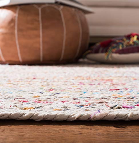 SAFAVIEH Braided Collection Runner Rug - 2'3" x 6', Ivory & Multi, Handmade Boho Reversible Cotton, Ideal for High Traffic Areas in Living Room, Bedroom (BRD210B)