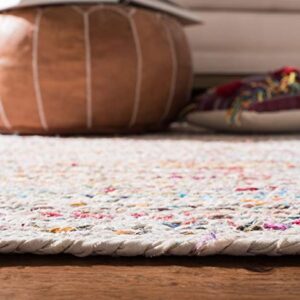 SAFAVIEH Braided Collection Area Rug - 5' x 8', Ivory & Multi, Handmade Boho Reversible Cotton, Ideal for High Traffic Areas in Living Room, Bedroom (BRD210B)