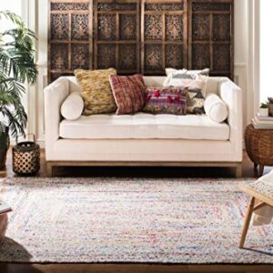 SAFAVIEH Braided Collection Area Rug - 5' x 8', Ivory & Multi, Handmade Boho Reversible Cotton, Ideal for High Traffic Areas in Living Room, Bedroom (BRD210B)