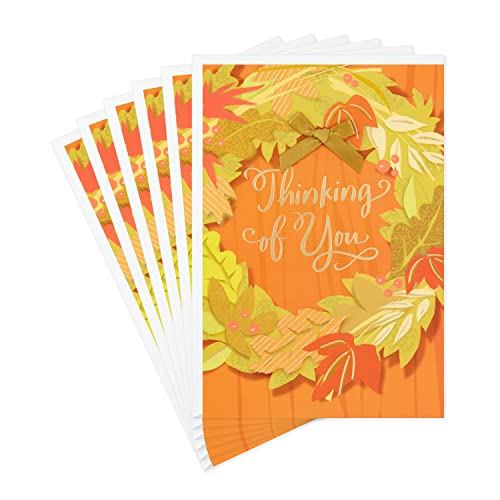 Hallmark Pack of Thanksgiving Cards, Fall Wreath (6 Cards with Envelopes), (599THJ5012)