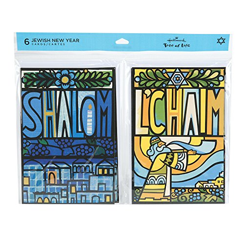 Hallmark Tree of Life Rosh Hashanah Card Assortment, Shalom and L'Chaim (6 cards with Envelopes)