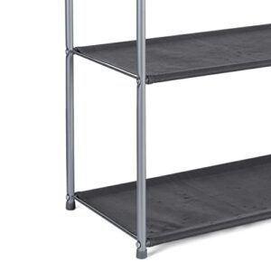 Amazon Basics Closet Storage Organizer with Fabric Bins and Shelves, Grey, 32.7" x 12.2" x 31"