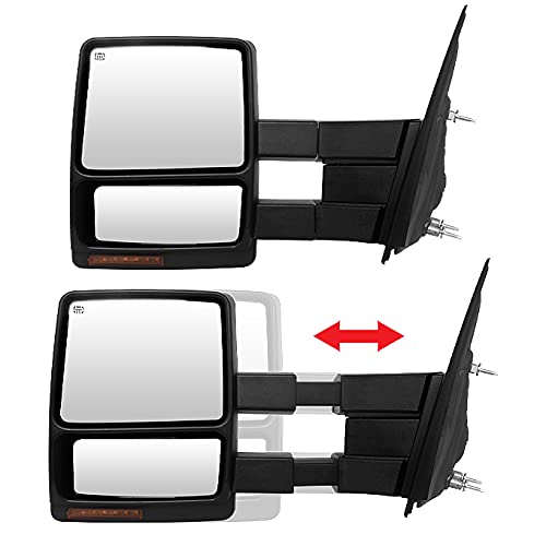 AKKON - For 07-14 F150 F-150 Extendable Towing Power Telescoping Wide Angle Side Mirrors Left + Right Pair