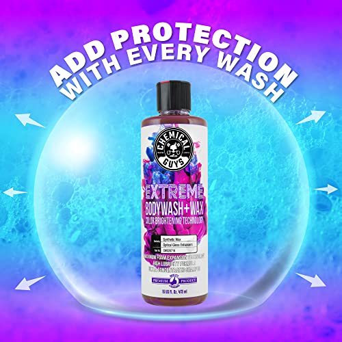 Chemical Guys CWS20764 Extreme Bodywash & Wax Foaming Car Wash Soap (For Foam Cannons, Foam Guns or Bucket Washes) For Cars, Trucks, Motorcycles, RVs & More, 64 fl oz (Half Gallon) Grape Scent