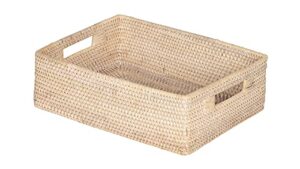 kouboo 1060123 laguna rattan shelf & organizing basket, off white/latte
