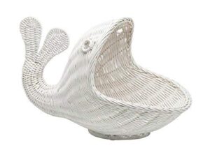 kouboo 1060104 rattan whale storage basket, white