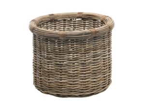 kouboo 1060106 rattan kobo round log and storage basket, gray