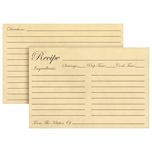 60-Pack Juvale Recipe Cards Double Sided, Bulk Pack Thick Vintage Index Cards 4x6 for Cooking, Baking and Kitchen Organization, Restaurants, Cafes, Diners, Recipes