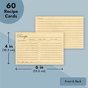 60-Pack Juvale Recipe Cards Double Sided, Bulk Pack Thick Vintage Index Cards 4x6 for Cooking, Baking and Kitchen Organization, Restaurants, Cafes, Diners, Recipes