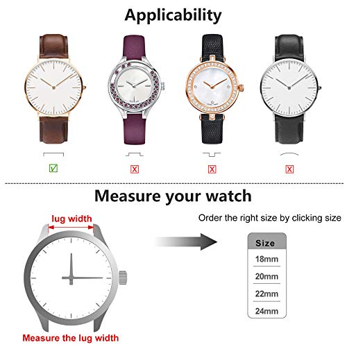 Fullmosa Quick Release Watch Band, Bamboo Leather Watch Strap for Samsung Galaxy Watch (42mm)/Gear S2 Classic/Huawei Watch 2/Moto 360 2nd Gen Men's 42mm/Ticwatch 2/Garmin Forerunner, 20mm Black