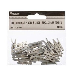darice 30029566 tiny clothespins, 1", silver, 30 piece