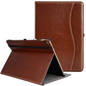 ztotopcase for ipad pro 12.9 inch 2017/2015 (old model,1st & 2nd gen), premium leather business folding stand folio cover with auto wake/sleep and document card slot, multiple viewing angles,brown
