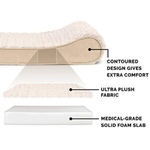 Furhaven Orthopedic Dog Bed for Large Dogs w/ Removable Washable Cover, For Dogs Up to 75 lbs - Ultra Plush Faux Fur & Suede Luxe Lounger Contour Mattress - Cream, Jumbo/XL